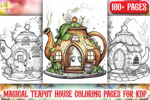 Download Magic Teapot Houses Coloring Book Pages - K Collection