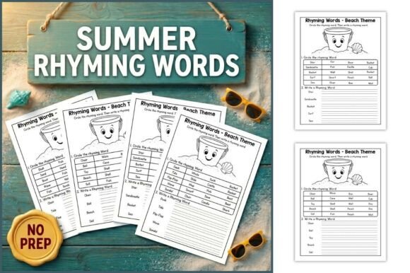 Download Summer Rhyming Words Worksheets - K Collection