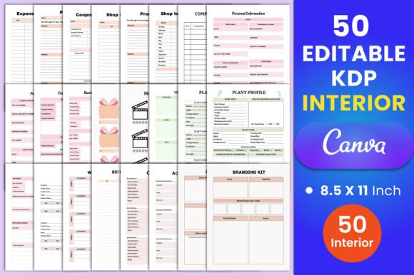 Download Editable 50 Canva KDP Interior - K Collection