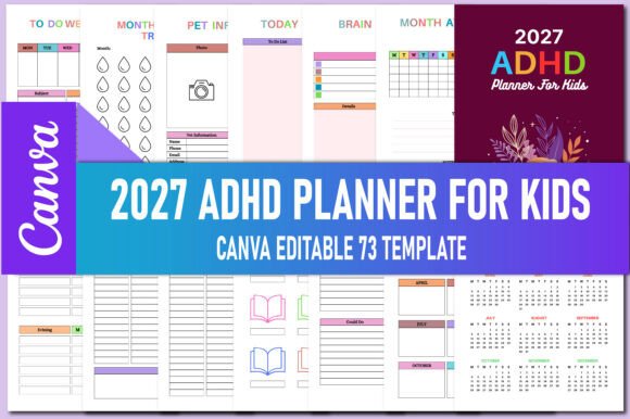 Download 2027 ADHD Planner for Kids KDP Interiors - K Collection