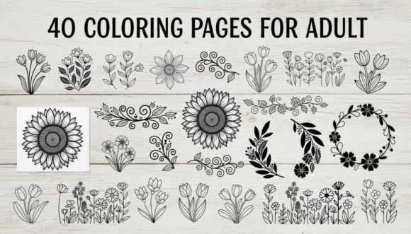 Download 40 Adult Coloring Pages PDF Book - K Collection