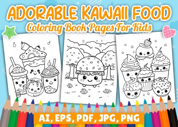 Download Cute Kawaii Food Coloring Pages for Kids - K Collection