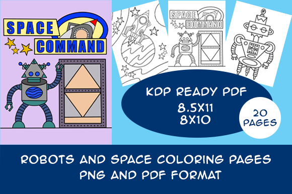 Download Robots N Space Coloring Pages KDP Ready - K Collection