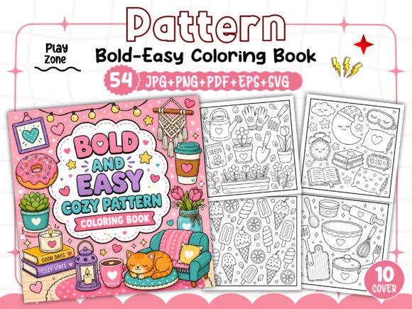 Download Bold Easy Pattern Coloring Book Pages - K Collection