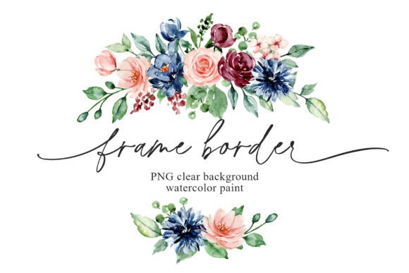 Download Floral Frame Border, Pink Blue Flowers. - K Collection