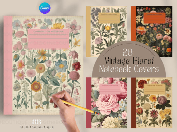 Download Vintage Floral Notebook Cover KDP PLR - K Collection