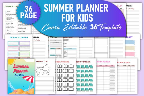 Download Editable Summer Planner for Kids Canva - K Collection