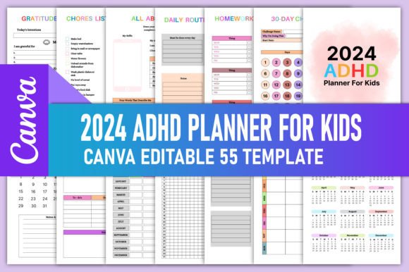 Download 2024 ADHD Planner for Kids Canva KDP - K Collection