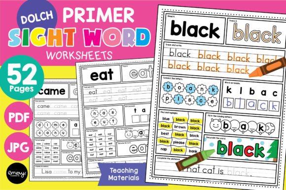 Download Kindergarten Dolch Sight Word Worksheets - K Collection