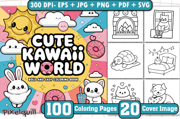 Download Kawaii World: Bold &amp; Easy Coloring Pages - K Collection