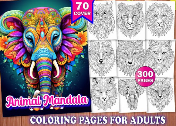 Download 300 Adults Animal Mandala Coloring Book - K Collection