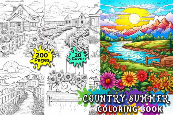 Download 200 Cozy Country Summer Coloring Page Bundle - Kdp - K Collection