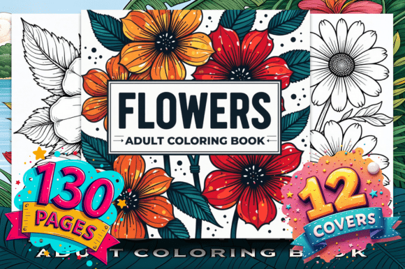 Download Flowers Adult Coloring Book - K Collection