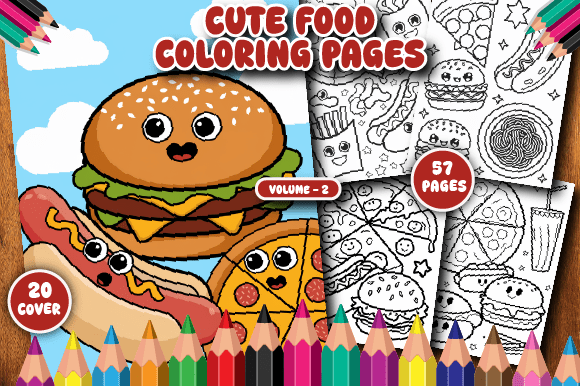 Download 57 Cute Food Coloring Pages for Kids V-2 - K Collection