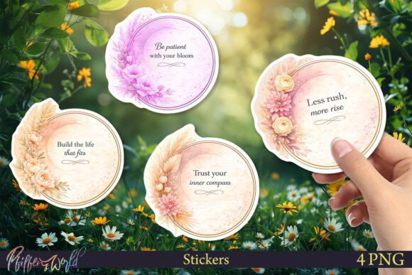 Download Soft Botanical Affirmation Stickers - K Collection