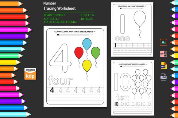 Download Preschool Tracing Number 1-10 Worksheet - K Collection