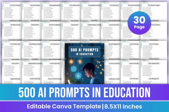 Download 500 AI Prompts in Education Canva Kdp - K Collection