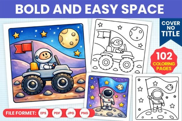 Download Bold and Easy Space Coloring Book Pages - K Collection