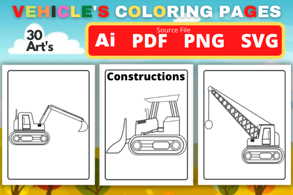 Download Vehicle Coloring Pages for Kids KDP - K Collection