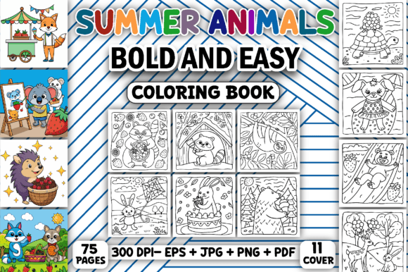 Download Summer Animals Bold &amp; Easy Coloring Book - K Collection