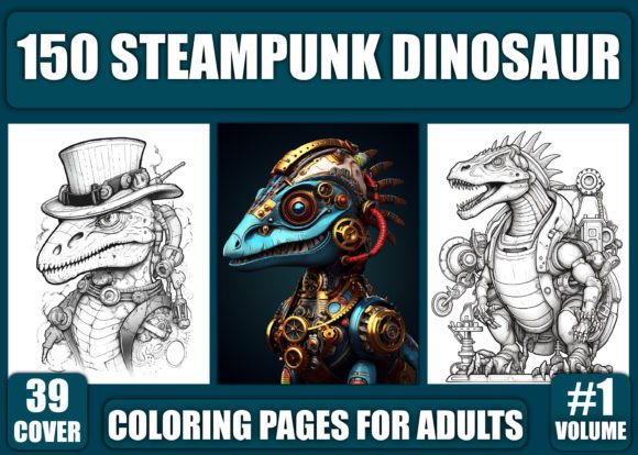 Download Steampunk Dinosaur Coloring Pages - KDP - K Collection