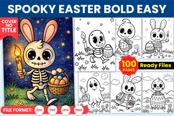 Download Spooky Easter Bold Easy Coloring Pages - K Collection
