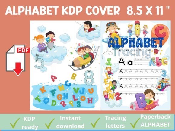 Download Tracing Alphabet KDP Book Cover 8.5x11in - K Collection