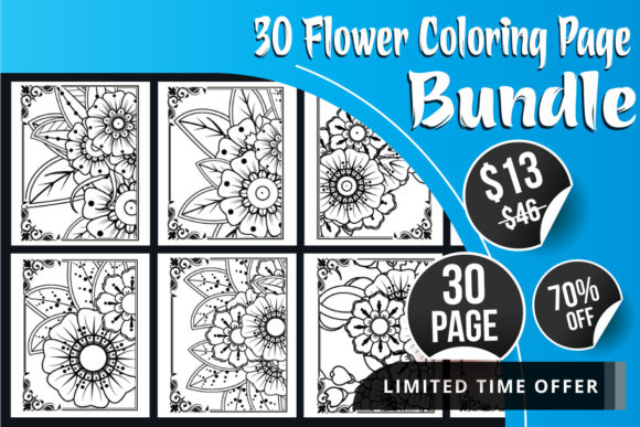 Download Flower Coloring Page for KDP Bundle V.8 - K Collection