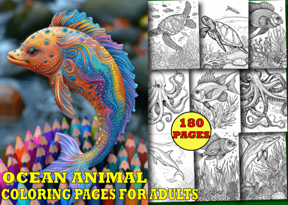 Download Ocean Animal Coloring Book for Adults V3 - K Collection