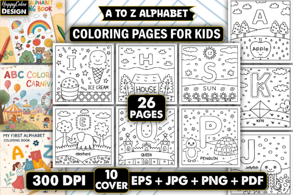 Download A to Z Alphabet Coloring Pages for Kids - K Collection