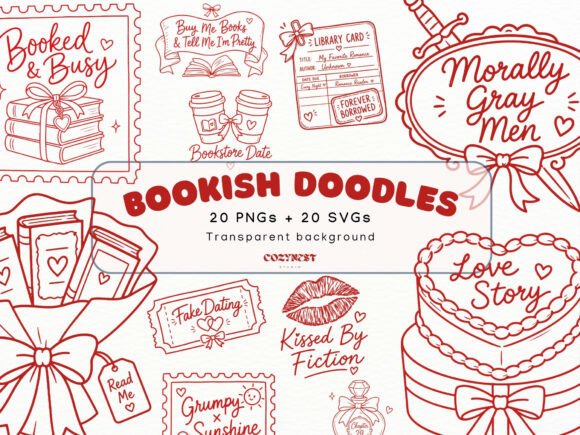 Download Romance Lover Doodle Clipart Bookish PNG - K Collection