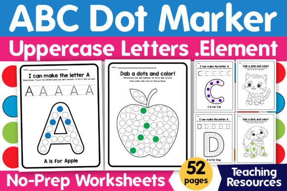 Download Alphabet Animals Dot Markers Worksheets - K Collection