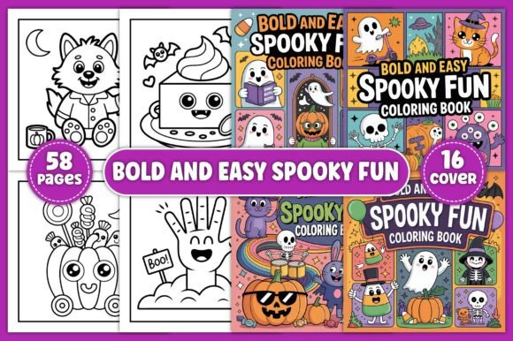 Download Bold and Easy Spooky Fun Coloring Book - K Collection