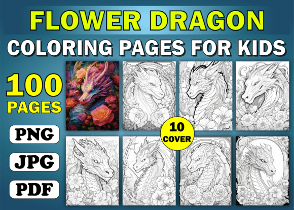 Download Flower Dragon Adult Coloring Book - Kdp - K Collection