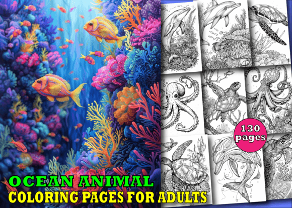 Download Ocean Animal Coloring Book for Adults V2 - K Collection