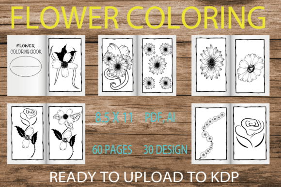 Download 30 Flower Coloring Book KDP Interior - K Collection