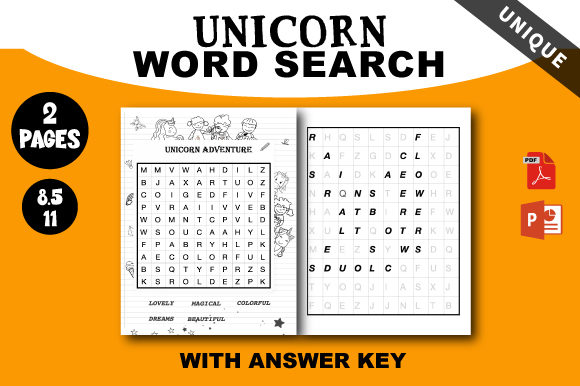Download Unicorn Word Search for Kids 4 ADVENTURE - Premium Resources