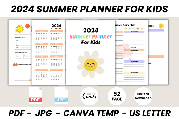 Download 2024 Summer Planner for Kids Canva Temp - K Collection