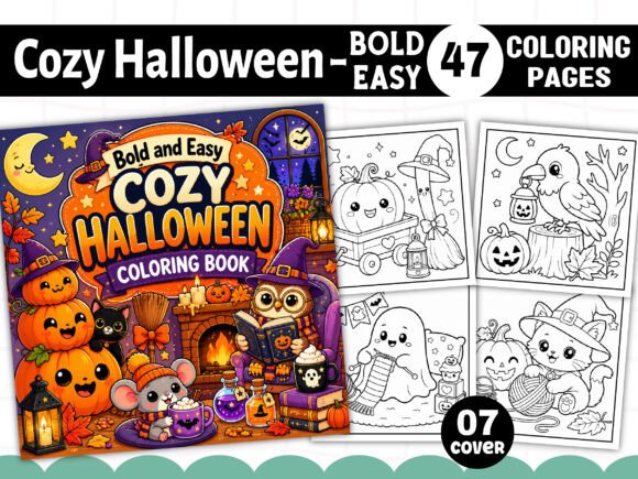 Download Bold Easy Cozy Halloween Coloring Book - K Collection