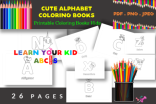 Download 1-26 Cute Animals Alphabet Coloring Book - K Collection