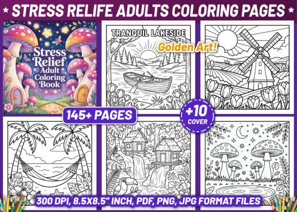 Download Stress Relief Adult Coloring Book Pages - K Collection