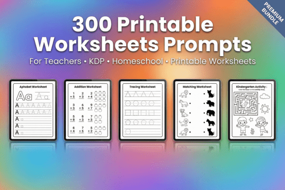 Download 300 Printable Worksheets Prompts – KDP - K Collection