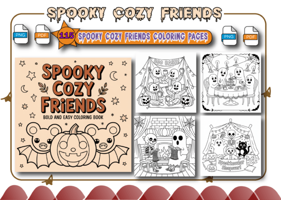 Download Spooky Cozy Friends Coloring Pages Adult - K Collection