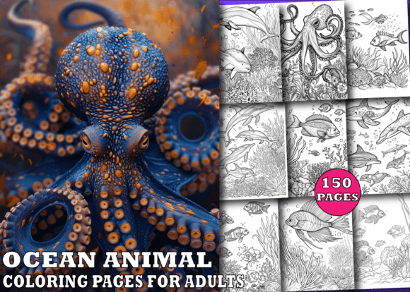 Download Ocean Animal Coloring Book for Adults - K Collection