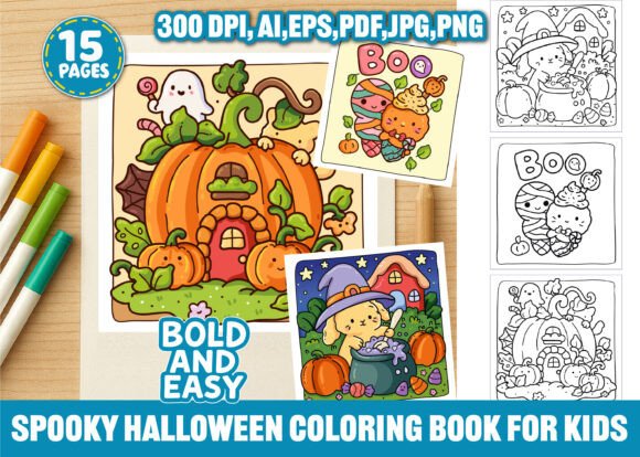 Download Spooky Halloween Coloring Pages for Kids - K Collection
