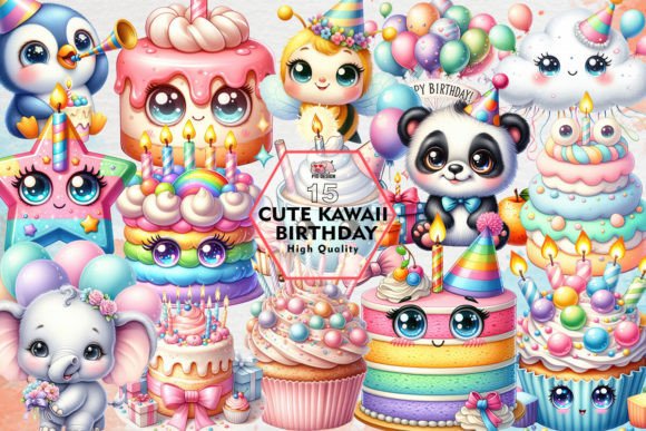 Download Cute Kawaii Birthday Sublimation Clipart - K Collection
