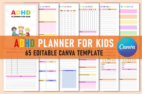 Download Editable ADHD Planner for Kids Canva - K Collection