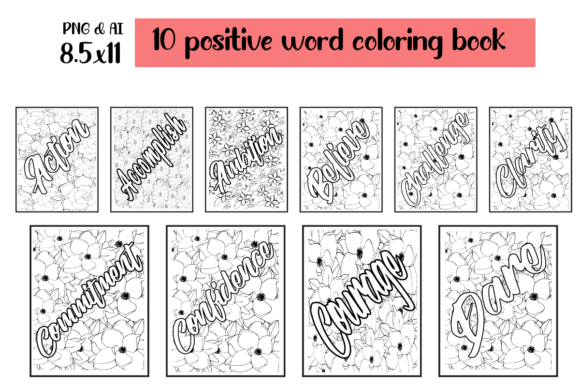 Download 10 Positive Words Coloring Book - K Collection
