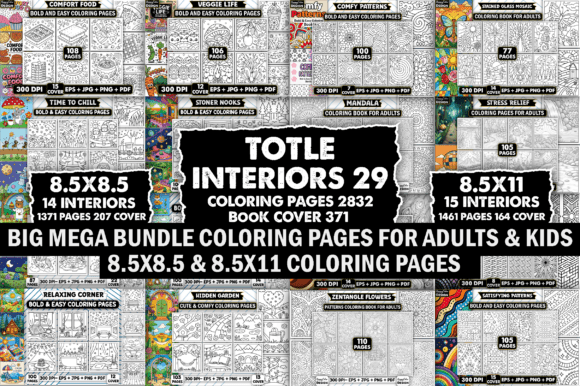 Download 2832 Big Bundle Coloring Book for Adults - K Collection