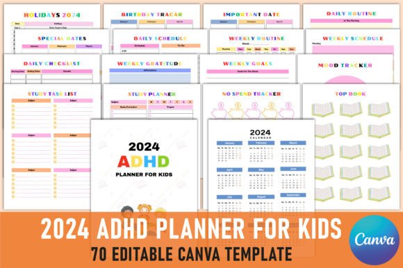 Download 2024 ADHD Planner for Kids Canva - K Collection